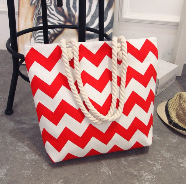 bags : Canvas Boodschappentas - Zomerse Stijl - Zwart in Rood van Pantino
