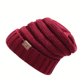 Beanie : Casual Gebreide Muts Lichtgroen - Ontspannen Winter Stijl - Acryl in Donkerrood van Pantino