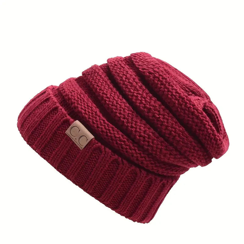 Beanie : Casual Gebreide Muts Lichtgroen - Ontspannen Winter Stijl - Acryl in Donkerrood van Pantino