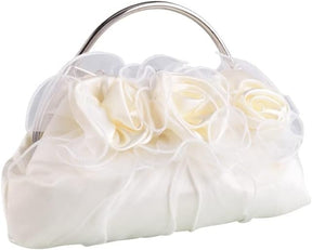 bags : Clutch Dames Wit - Elegante Bloemenapplicaties Avond - Stof in van Pantino