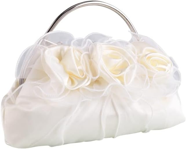 bags : Clutch Dames Wit - Elegante Bloemenapplicaties Avond - Stof in van Pantino