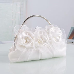 bags : Clutch Dames Wit - Elegante Bloemenapplicaties Avond - Stof in van Pantino
