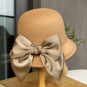 Bucket Hat : Hoed Wit - Koepel Emmer in Effen kleur Camel van Pantino