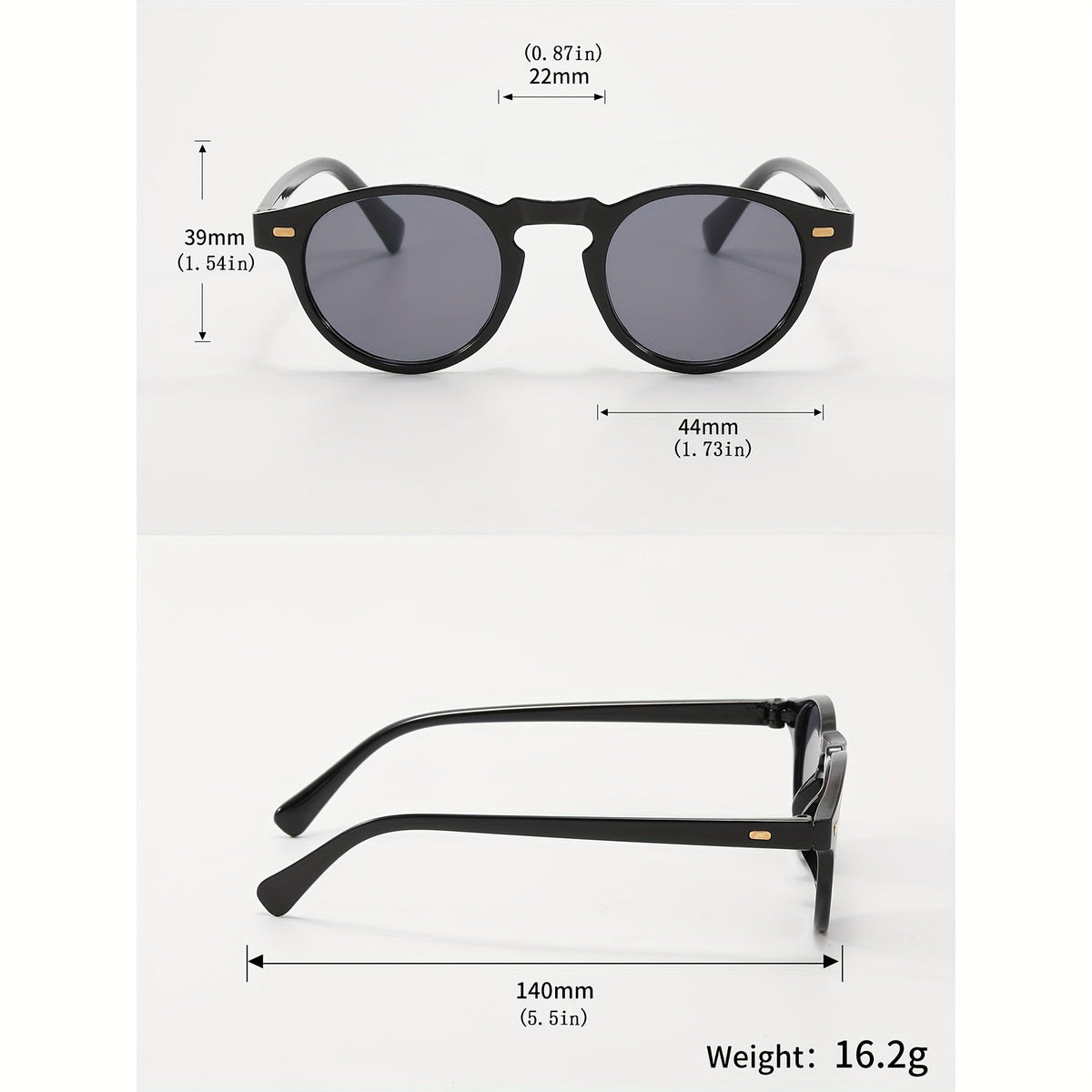 Sunglasses : Zonnebril Dames Zwart - Klassieke Veelzijdige Retro Punk Ronde in Zwart van Pantino