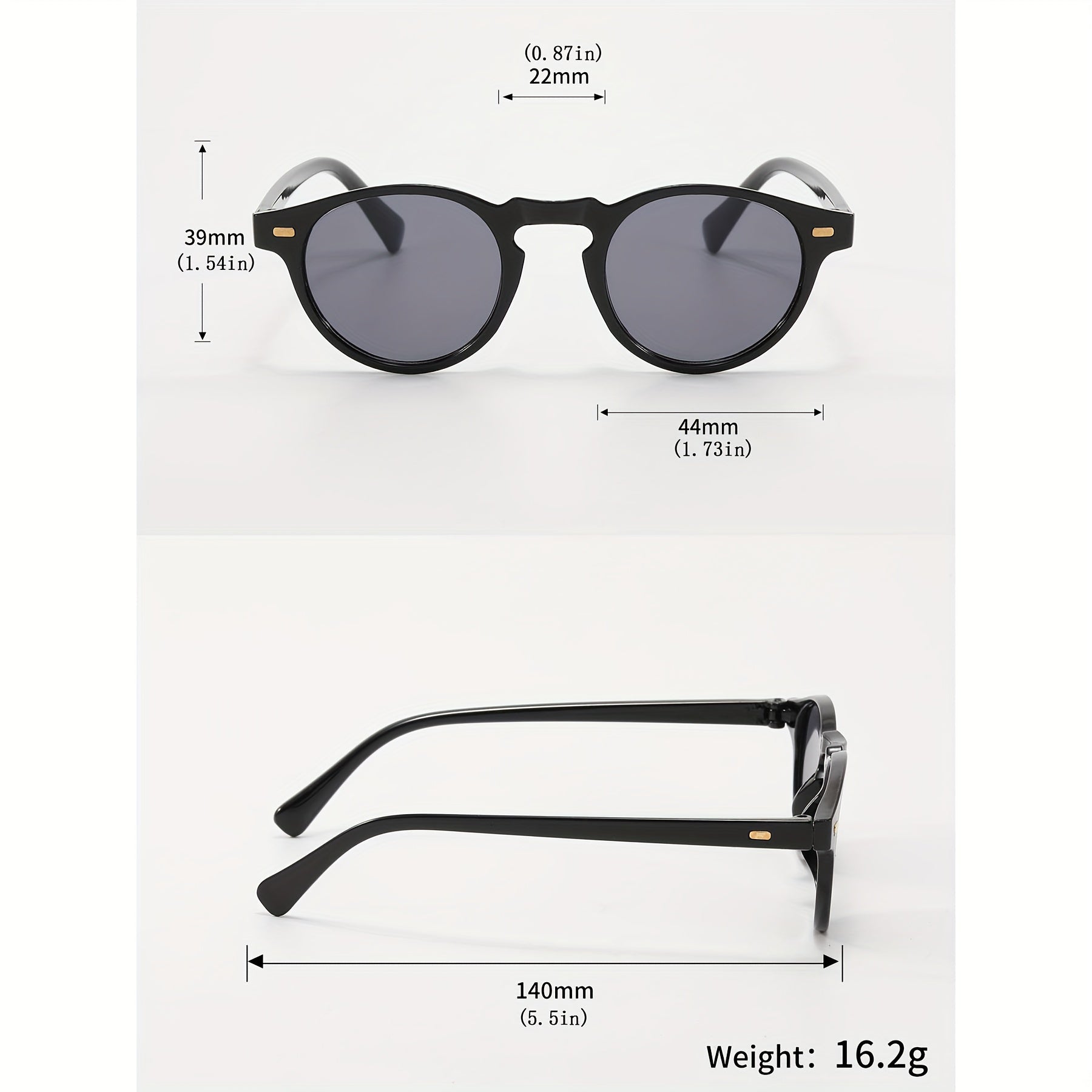 Sunglasses : Zonnebril Dames Zwart - Klassieke Veelzijdige Retro Punk Ronde in Zwart van Pantino