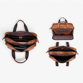 bags : Leren Laptoptas met Schouderband Leder - Bruin in van Pantino