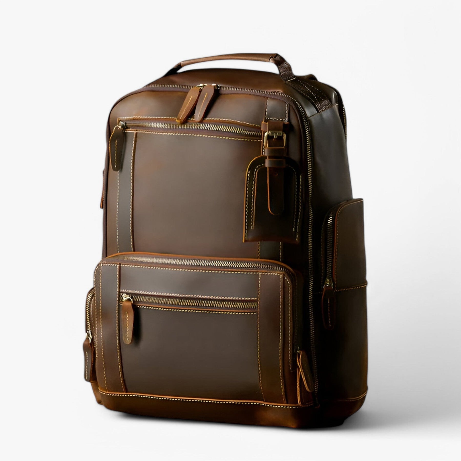 bags : Rugzak Bruin - Retro-stijl Lederen in Bruin van Pantino