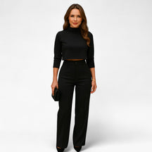 Two-Piece Set : Tweedelige Set - Elegantie en Comfort in Één Stijlvolle Look - Khaki in Zwart van Pantino