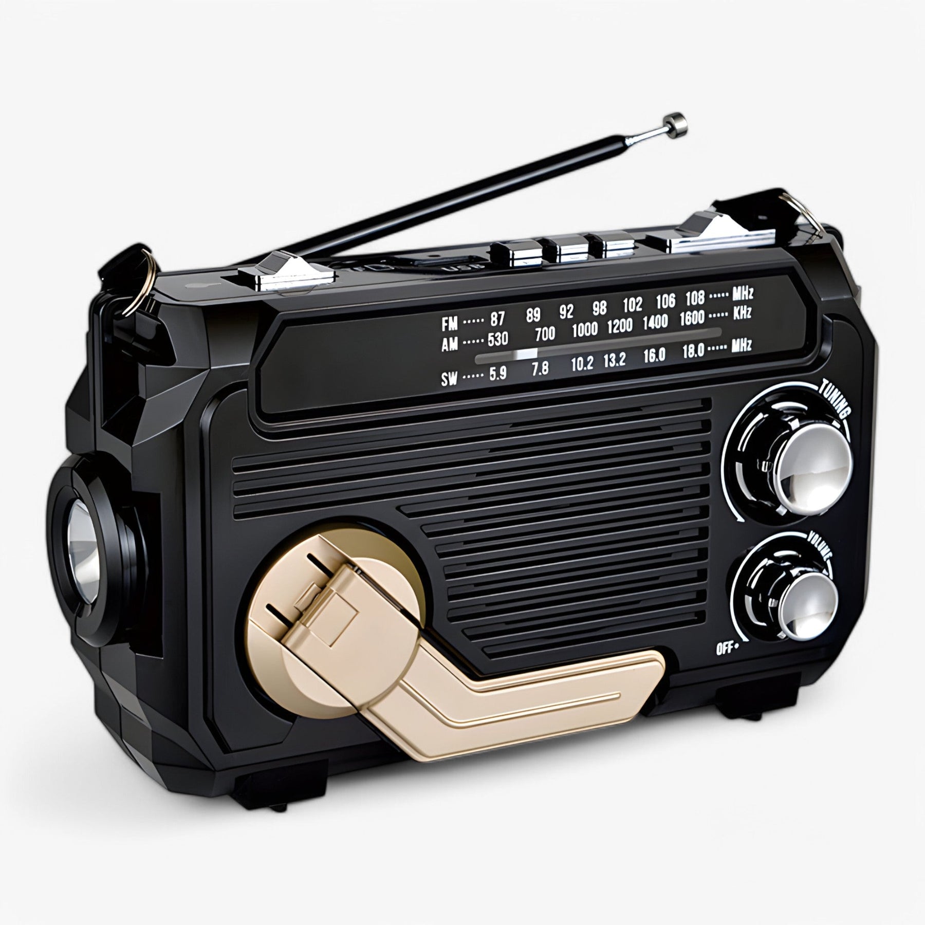 Gadgets : Multifunctionele Zonneradio - Voorbereid op Elke Situatie - Lichtbruin in Zwart (Bijna uitverkocht) van Pantino
