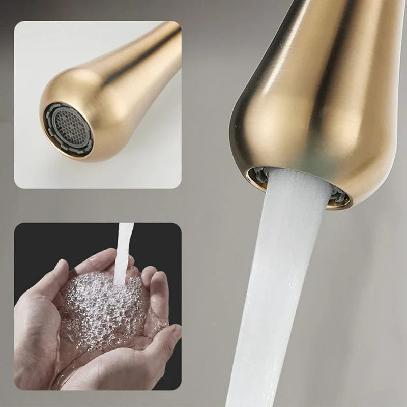 home & garden : Wastafelkraan Druppel Stijl Badkamer Draaibare Waterval Kranen - Goud Geborsteld Kort in van Pantino