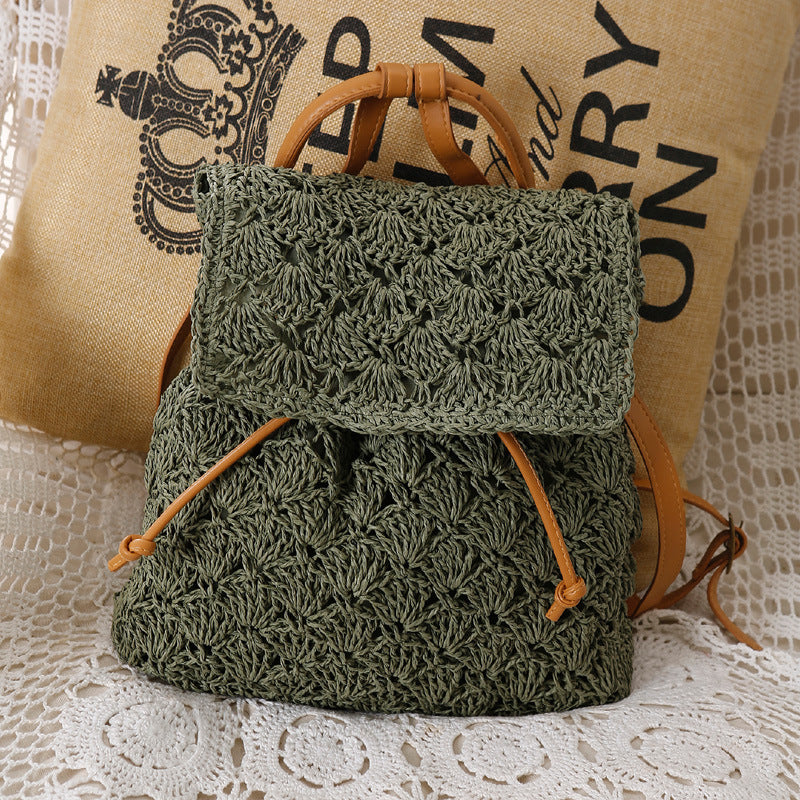 bags : Strandvakantie Rieten Tas -Coastal Companion - Legergroen in Legergroen van Pantino