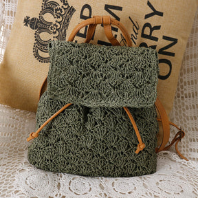 bags : Strandvakantie Rieten Tas -Coastal Companion - Legergroen in Legergroen van Pantino