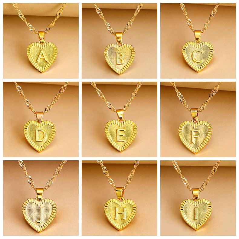 Necklace : Initiaal Hart Hanger in Gold W van Pantino