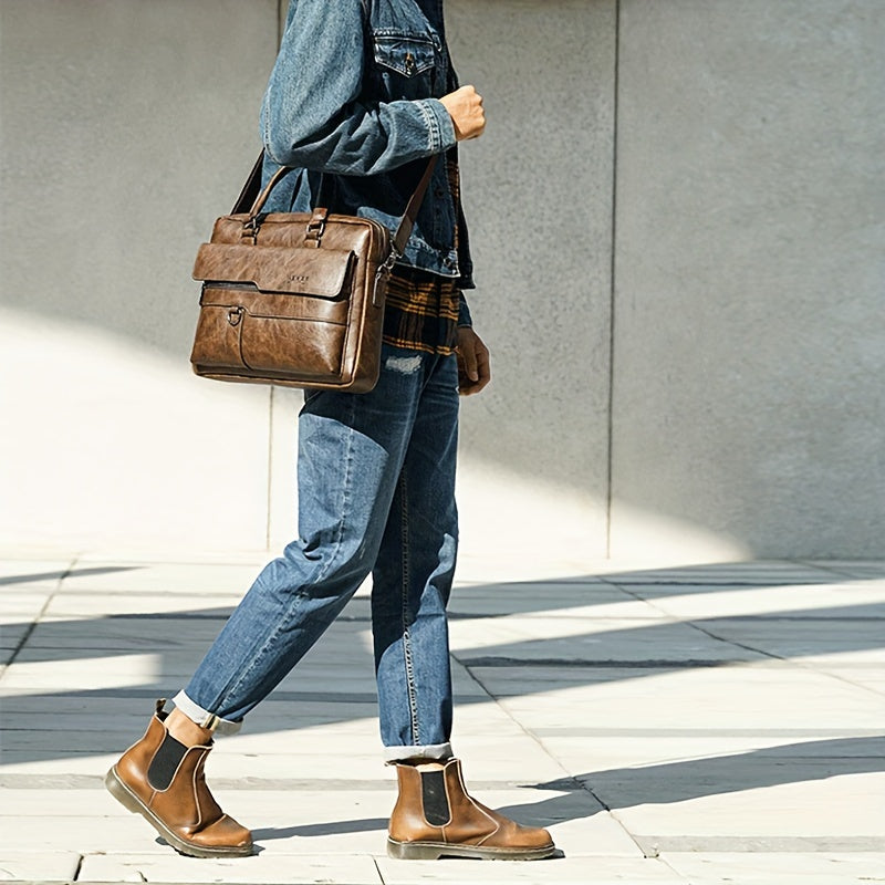 bags : Schoudertas Heren Donkerbruin - Herentas Handtas Retro Tas Elegant in van Pantino