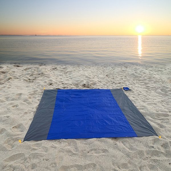 outdoor equipment : Mr Beach Strandmat Zandvrij - Ultiem Comfort & Schoon Strandplezier - Paars in Blauw 200x210cm van Pantino