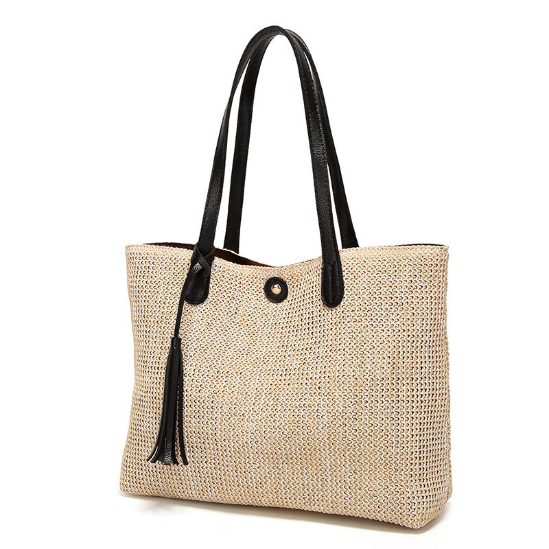 bags : Modieuze Strandtas - Bruin in Zwart van Pantino