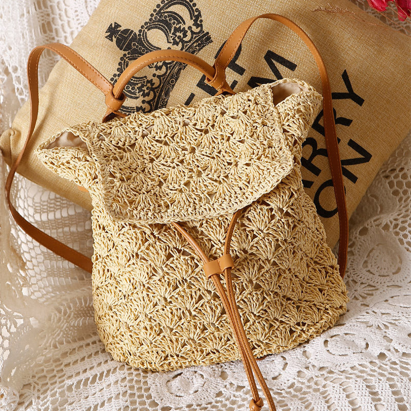 bags : Strandvakantie Rieten Tas -Coastal Companion - Legergroen in Beige van Pantino