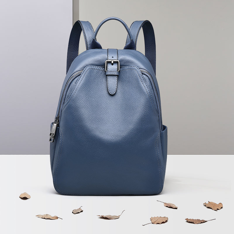 bags : Rugzak Blauw - Urban Chic -Grijze Leren in Blauw van Pantino