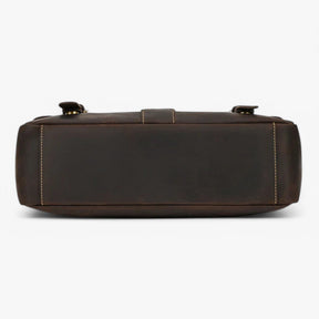 bags : Leren Laptoptas met Schouderband Leer - Donkerbruin in van Pantino