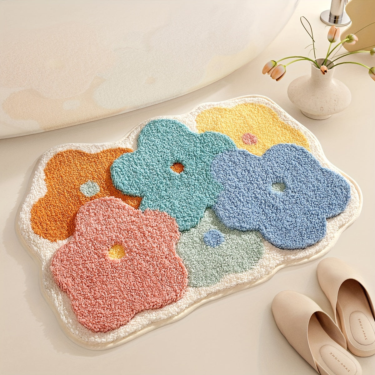 home & garden : Badmat met Bloemenmotief, Extra Zacht en Absorberend in 45x70CM Xiying van Pantino