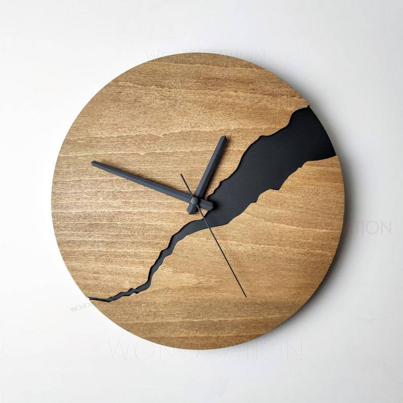 home & garden : GrandArc Wandklok Hout - Groot Formaat - Minimalistisch Design in Spaties 30x30 cm van Pantino