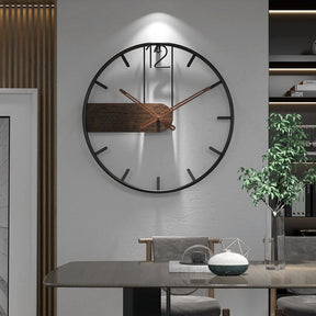 home & garden : Steel-Walnut Wandklok - Hout en Staal - Modern Verfijnd Design in van Pantino