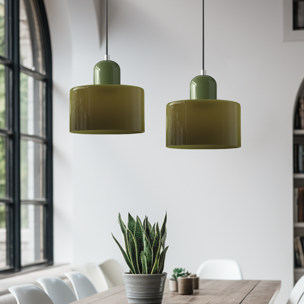 Gekleurde Glazen Bauhaus Hanglamp – Retro Blikvanger