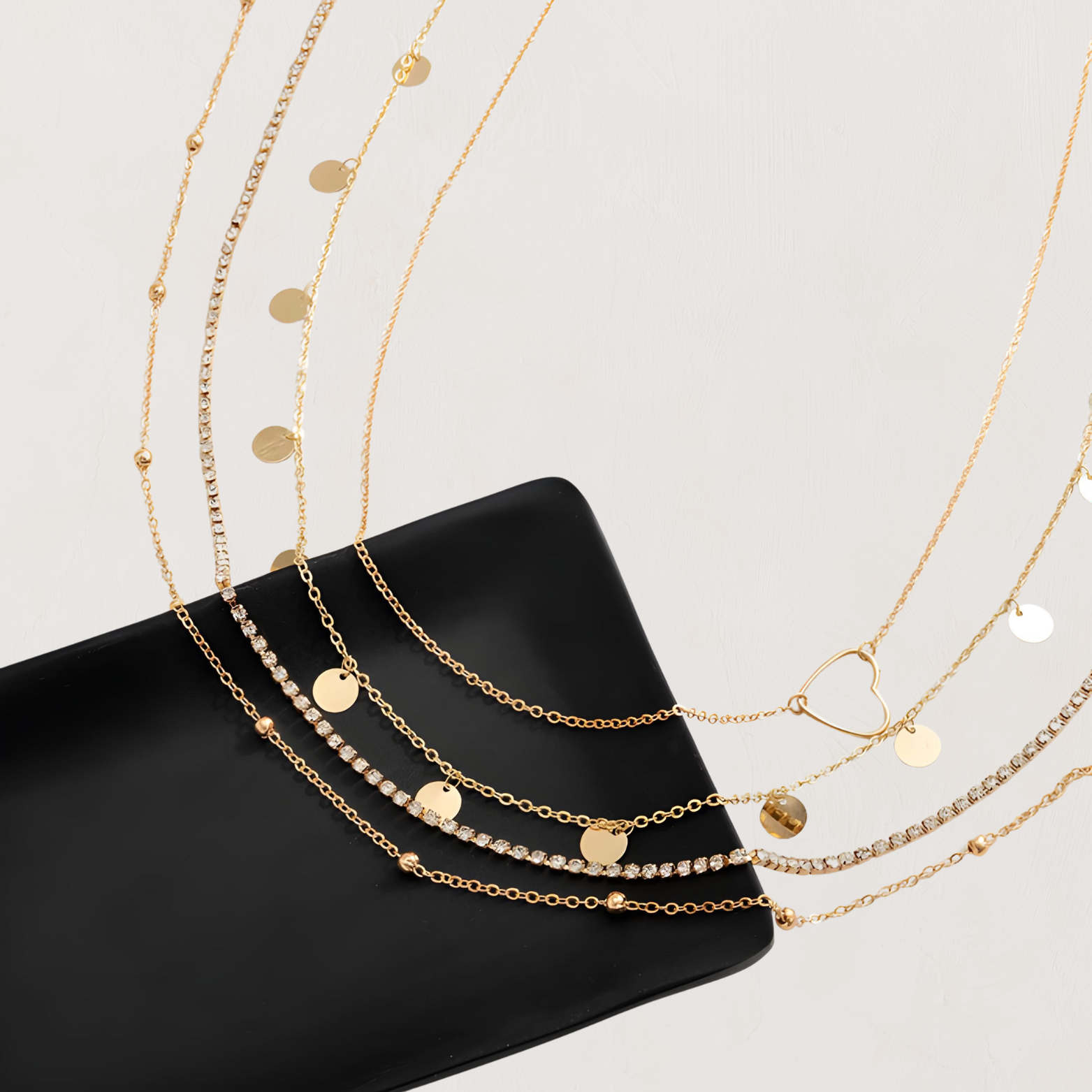 Sieraden : Gelaagde Kettingset Dames Goud - Multi-Strand Charms - RVS in van Pantino