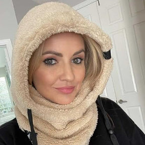 outdoor equipment : Sherpa Ski Masker Dames Beige - Warme Wintersport Hood - Fleece in van Pantino