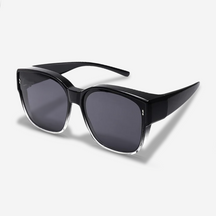 Clip-On Sunglasses : Overzet Zonnebril Gepolariseerd Beige UV440 - Comfortabel & Stijlvol voor Brildragers in Sleek Half-zwart van Pantino
