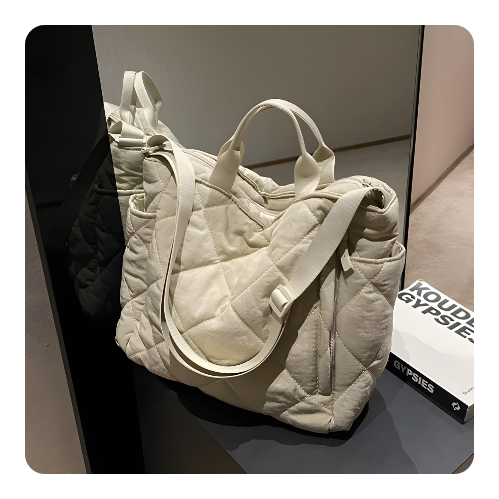 Tassen : Gewatteerde Tote Bag Dames - Nylon Schoudertas - Verstelbare Riem in van Pantino
