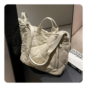 Tassen : Gewatteerde Tote Bag Dames - Nylon Schoudertas - Verstelbare Riem in van Pantino