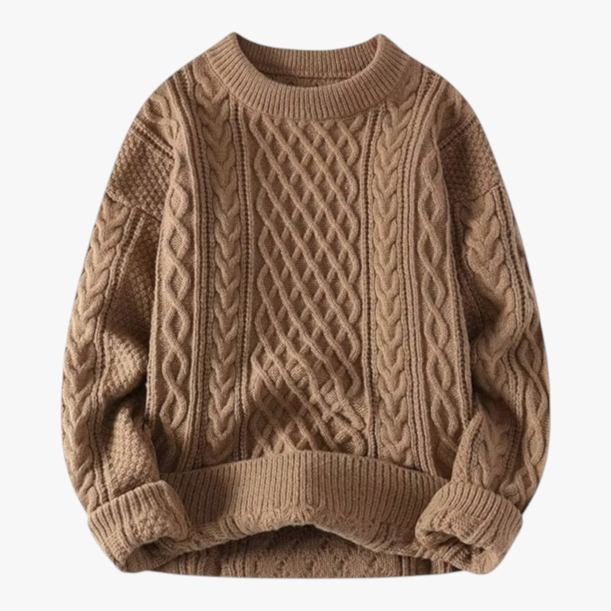Herentruien : Heren Casual Gebreide Trui voor de Herfst - Khaki in Khaki van Pantino