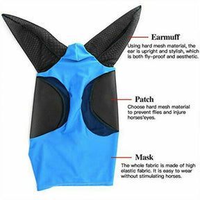 pets : HorseSafe - Paardenmasker Anti-Vlieggaas - Blauw in van Pantino
