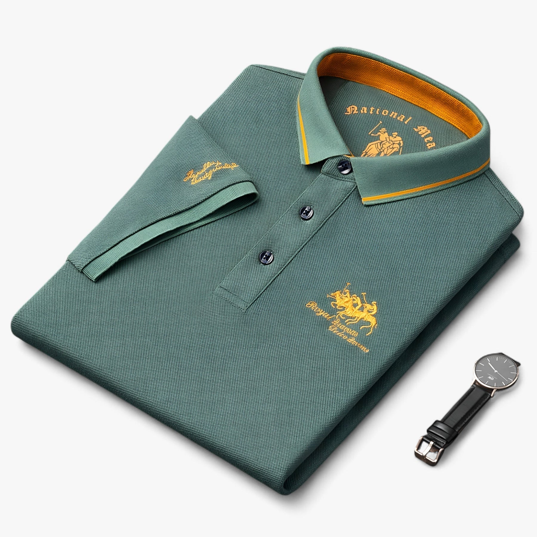 Polo Shirt : Heren Polo Zwart - Ademend Katoen Piqué voor Comfort Fit & Duurzaamheid in Groen van Pantino