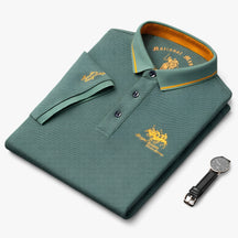 Polo Shirt : Heren Polo Zwart - Ademend Katoen Piqué voor Comfort Fit & Duurzaamheid in Groen van Pantino
