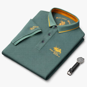 Polo Shirt : Heren Polo Zwart - Ademend Katoen Piqué voor Comfort Fit & Duurzaamheid in Groen van Pantino