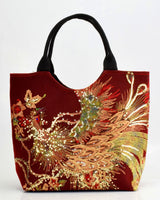 Tasche mit Ethnostil und Pfauenstickerei - Blau