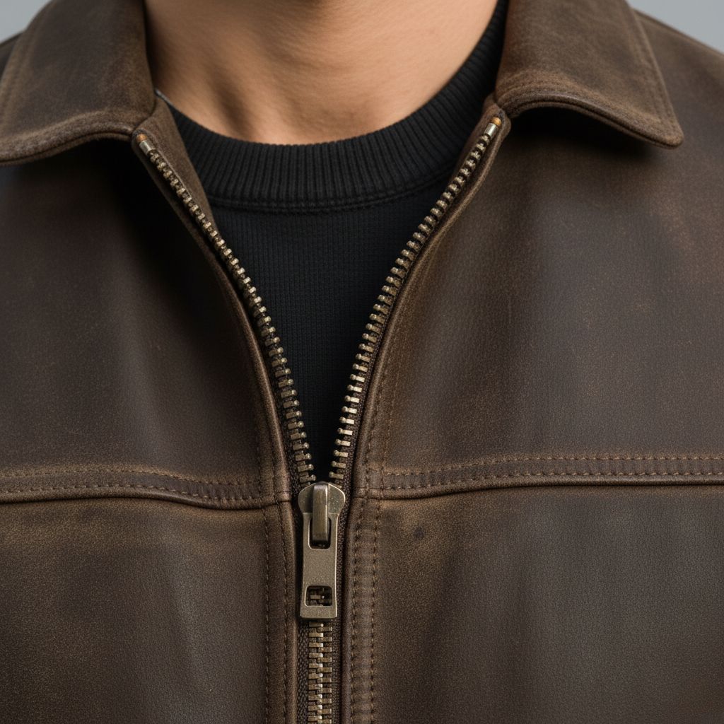 Leren jas : Heren Bikerjack Bruin Kunstleer - Zacht, Stoer & Comfortabel Casual Design in van Pantino