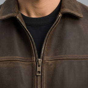 Leren jas : Heren Bikerjack Bruin Kunstleer - Zacht, Stoer & Comfortabel Casual Design in van Pantino