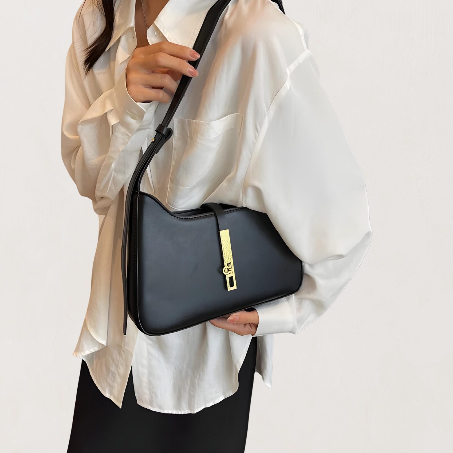 Shoulder Bag : Handtas Dames Zwart - Elegante Stijl - Synthetisch Leer in van Pantino