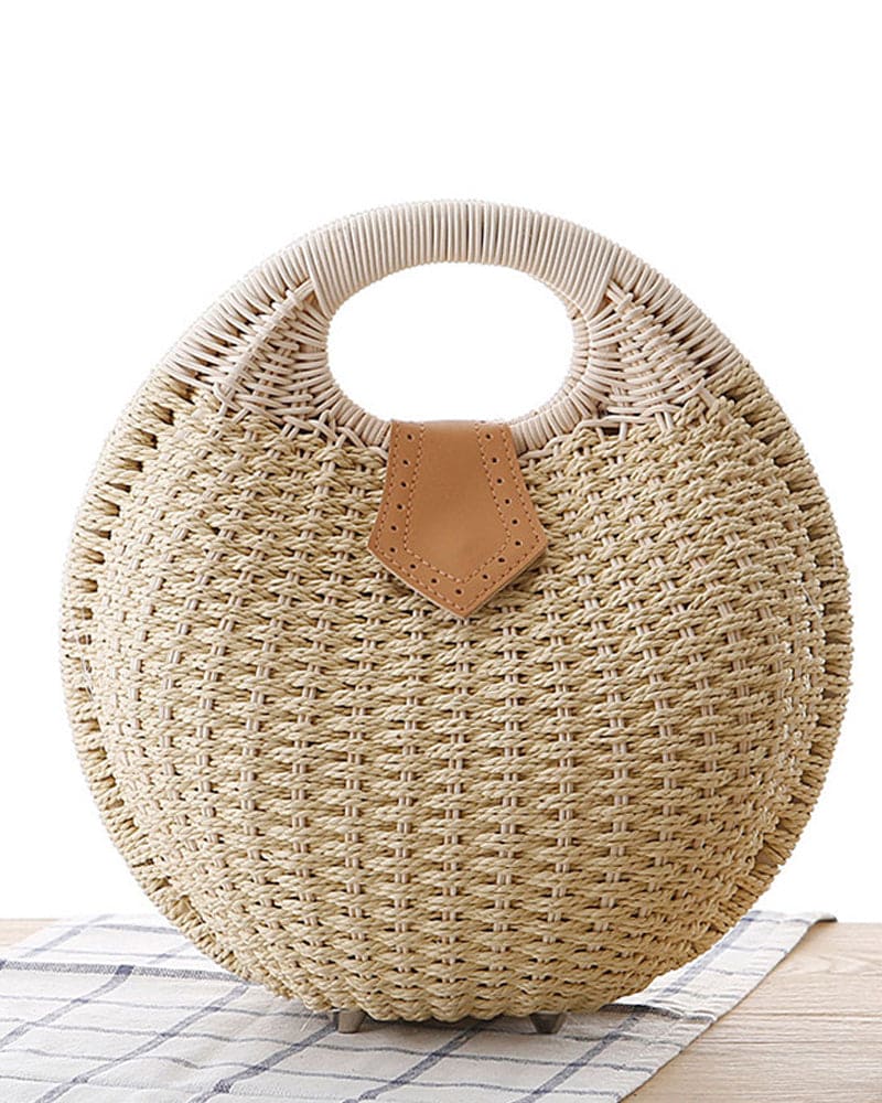 bags : Rotan Schoudertas Dames Wit - Handgeweven Bohemian Stijl in Beige van Pantino