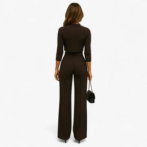 Two-Piece Set : Tweedelige Set - Elegantie en Comfort in Één Stijlvolle Look - Khaki in van Pantino