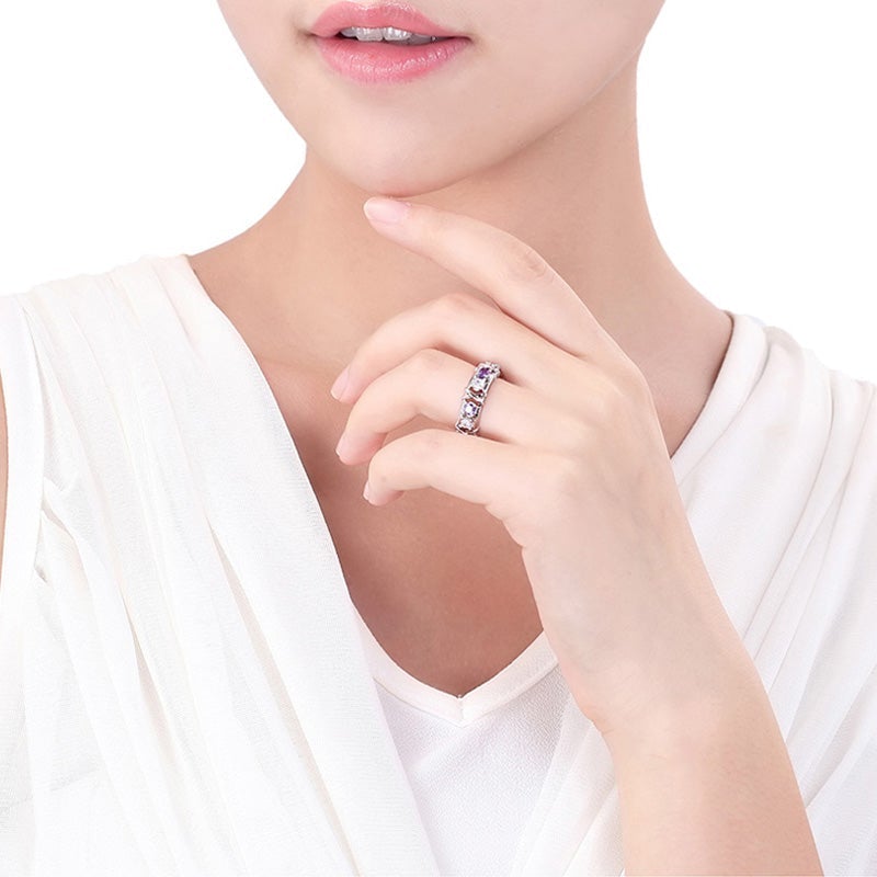 Ring : Exceptional Ring - Vergulde Luxueuze Ring - Wit+Lila in van Pantino
