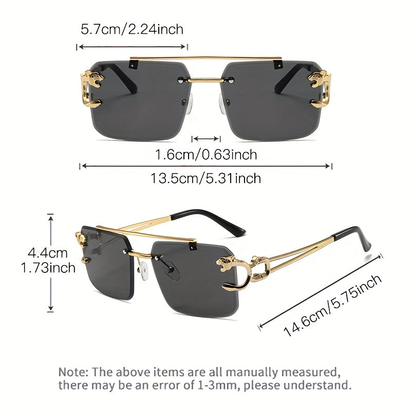 Sunglasses : Heren Randloze Vierkante Zonnebril Grijs - Stijlvol & UV400 Bescherming in van Pantino