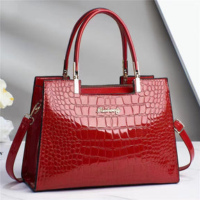 bags : Glossy Handtas - Bruin in Rood van Pantino