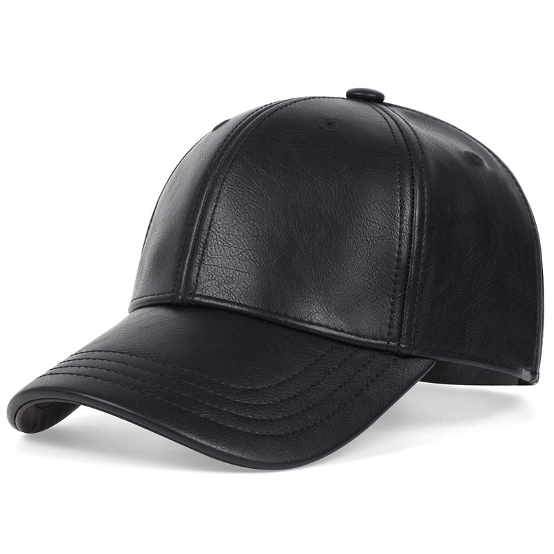 Baseball Cap : PU-Leren Baseballpet voor Heren, Ideale Keuze Geschenken Leer - Zwart in Zwart van Pantino