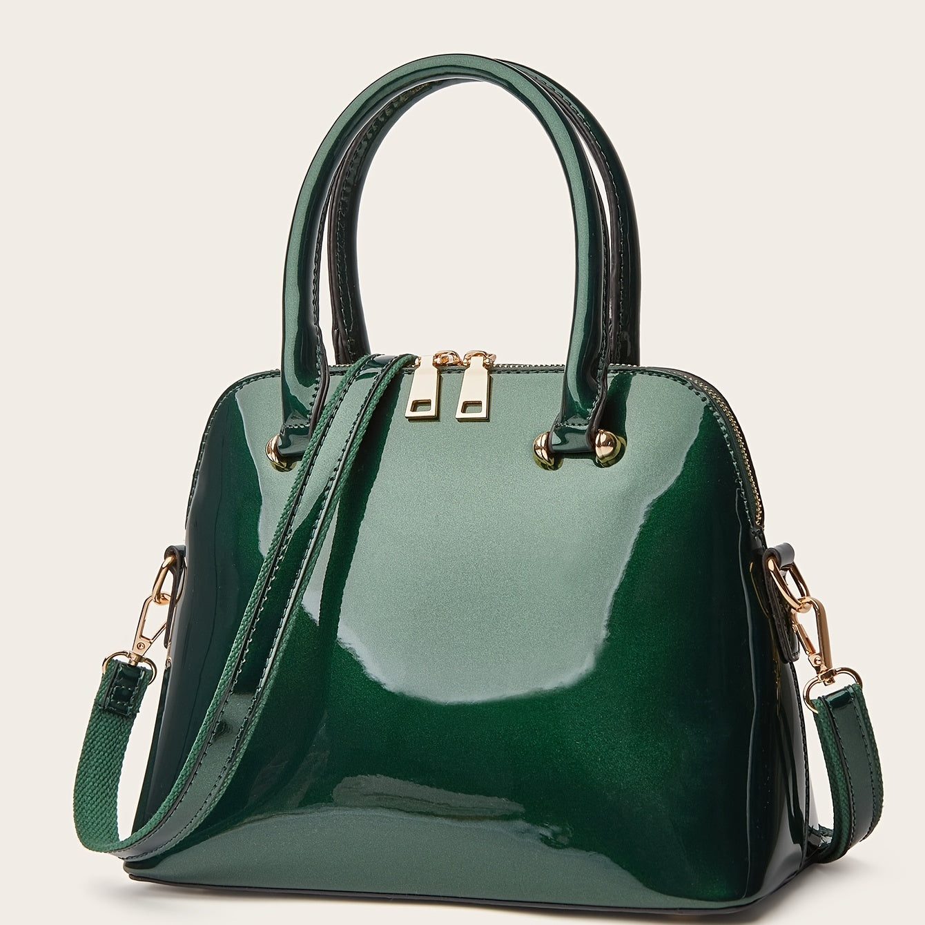 bags : Chique Glanzende Tas met Rits - Praktisch en Elegant voor Elke Dag - Zwart in van Pantino
