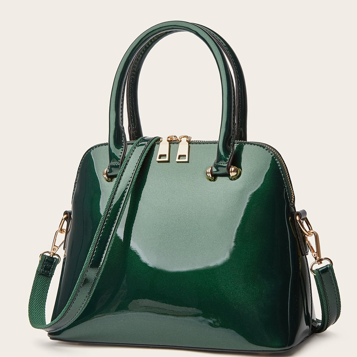 bags : Chique Glanzende Tas met Rits - Praktisch en Elegant voor Elke Dag - Zwart in van Pantino