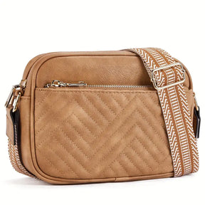 bags : Vegan Leren Schoudertas Dames - Stijlvol Duurzaam Design - Vegan Leer in Kameel Bruin van Pantino